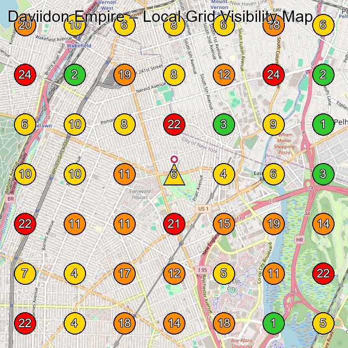 Daviidon Empire Clothing Store GeoGrid ranking map for Bronx NY